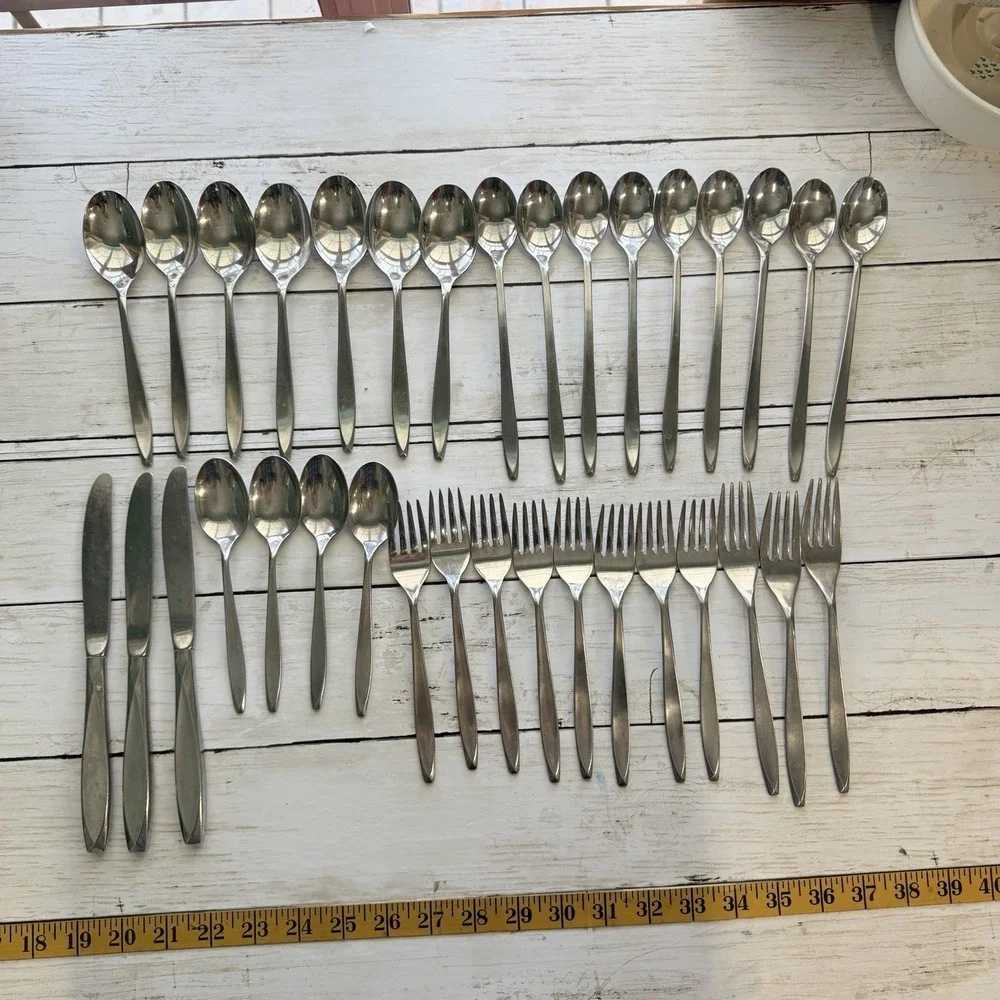 Vtg International Insico Stainless Flatware 34‎ Pcs Lot MCM Spoons Nassau USA